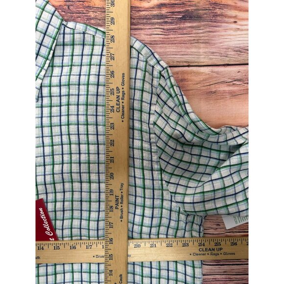 Report Collection Mens Plaid Linen Shirt XL NWT New Blue-Green Check - Picture 7 of 7